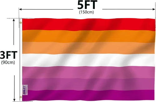 Vista 7 de Anley Fly Breeze - Bandera del orgullo lésbico al atardecer de 3 x 5 pies, color vivo y a prueba de decoloración, cabecera de lona y doble costura