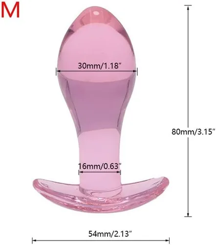 Vista 3 de Tapón anal Butt Plug rosa Vidrio transparente Anal Ano Masturbador para adultos Juguetes sexuales eróticos Culos Tapón anal Consolador de vidrio