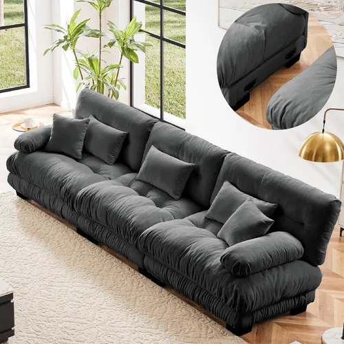 Vista 31 de KEIKI Sofá modular de 94 pulgadas con 4 almohadas, cómodo juego de sofá biplaza Cloud para sofá de asiento profundo suave y profundo, sofá biplaza