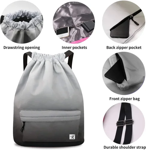 Vista 3 de Bolsa impermeable con cordón para ir al gimnasio o la playa, o practicar deportes, unisex