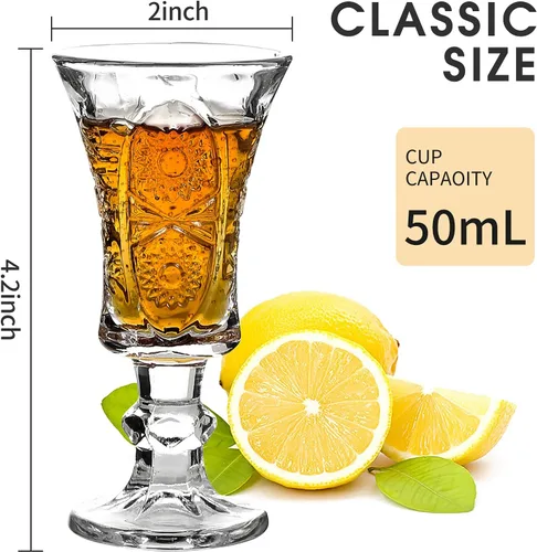 Vista 2 de Glsairy Vasos Cordiales Redondos de 1.3 Onzas, Vasos de Jerez Sin Plomo, Vasos de Chupito Transparentes de Base Pesada (Juego de 12)