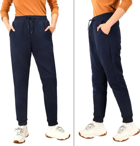 Vista 4 de MAYSTEPPE Pantalones deportivos con forro polar para mujer, pantalones deportivos con forro polar cálido para invierno, pantalones deportivos