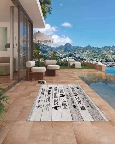 Vista 4 de Outdoor Rugs for Patio 5x8ft,Farm Animal Chicken Pig Cow Horse Indoor Outdoor Area Rug Floor Carpet Washable Camping Mats for Deck Backyard Porch