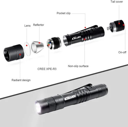 Vista 3 de Linternas LED, paquete de 2 linternas de bolsillo, mini luces de flash de alto lúmenes, pequeñas linternas tácticas, linternas de mano, 2 cortas