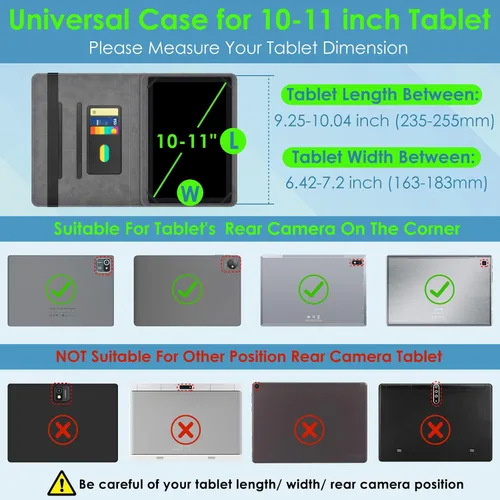 Vista 2 de DETUOSI Funda universal para tableta Android de 10.1 pulgadas, cubierta protectora de cuero, visión de 2 ángulos, con 3 ranuras para tarjetas, funda