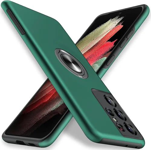 Vista 8 de JAME Funda para Samsung Galaxy S21 Ultra, Protector Delgado y Suave con Parachoques para Samsung S21 Ultra, con Soporte de Anillo Invisible y Atril