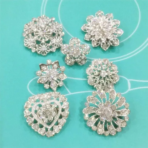 Vista 4 de ZINSBEDI Juego de broches de flores de cristal de diamantes de imitación de 24 piezas