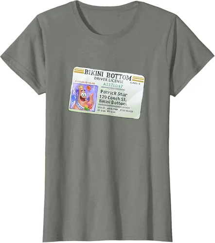 Vista 16 de SpongeBob SquarePants Camiseta con logotipo de Patrick Star Driver License King, Negro