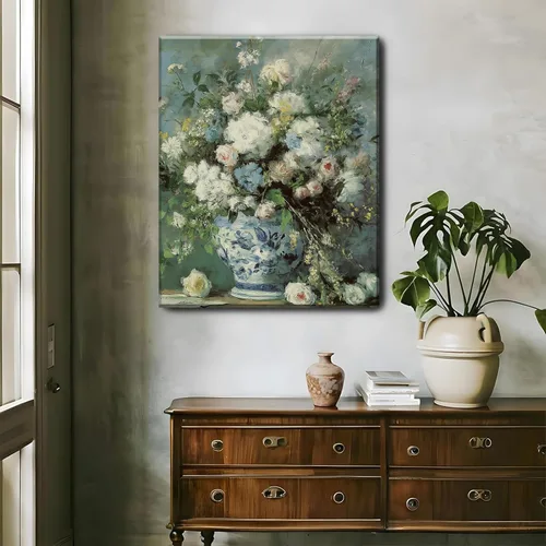 Vista 2 de Lauximart Still Life - Arte de pared con diseño de flores vintage en jarrón, arte de pared floral francés vintage, arte de pared de granja, cuadros
