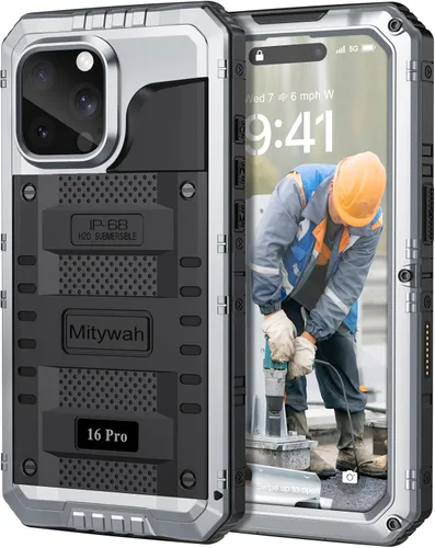 Vista 32 de Mitywah Funda impermeable para iPhone 7/iPhone 8 / iPhone SE 2020, funda de metal resistente de grado militar, protección de cuerpo completo