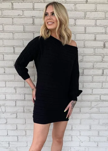 Vista 2 de KIRUNDO Vestido tipo suéter de punto trenzado de manga larga para mujer, para otoño e invierno, holgado, de gran