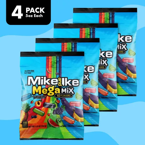 Vista 3 de Mike n Ike Mega Mix 5 oz cada uno, paquete de 4 – 5 oz cada uno.