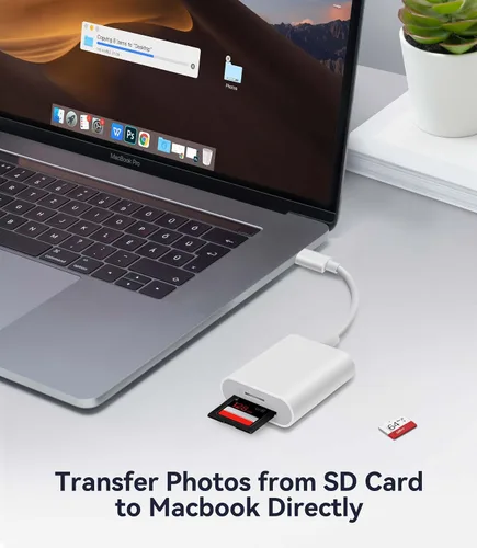 Vista 4 de Lector de Tarjetas SD USB C, WNXSLOAD Adaptador de Tarjetas SD con Ranuras Duales SD MicroSD para iPhone 15 16 iPad Mac MacBook Laptop, Lector