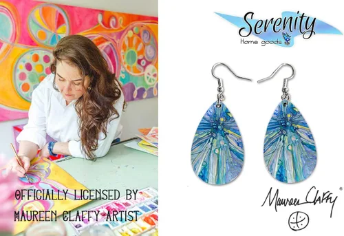 Vista 2 de Maureen Claffy Artist Collection Juego de aretes colgantes de lágrima de ángel Gabriel Bonitos aretes de joyería para niñas Regalos