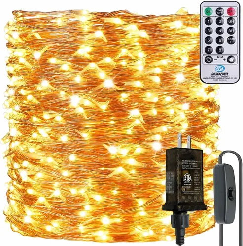Vista 7 de Guirnalda de luces LED de 99 pies con 300 luces para dormitorio, patio, interior/exterior, impermeable, luces de cobre para cumpleaños, boda