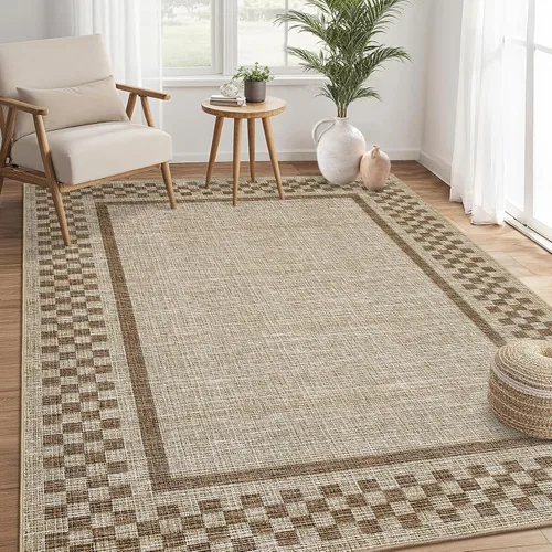 Vista 24 de GarveeHome Alfombra lavable de 5 x 7 pies para sala de estar, alfombra Beige festoneado