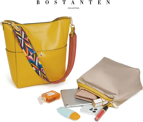 Vista 5 de BOSTANTEN - Bolsos de cuero al hombro tipo balde para mujer