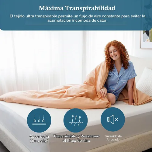 Vista 4 de Olive + Crate Protector de colchón de bambú 100% viscosa, funda de colchón de refrigeración ecológica, protección hipoalergénica impermeable