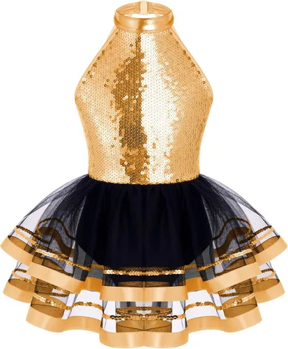 Vista 46 de CHICTRY Vestido tutú de ballet con lentejuelas brillantes para niñas y niñas, moderno disfraz de baile latino de jazz