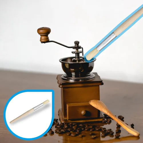 Vista 5 de Cepillo de limpieza para máquina de café, cepillo para máquina de café expreso con cabezal desmontable, cepillo de plástico de madera con cerdas