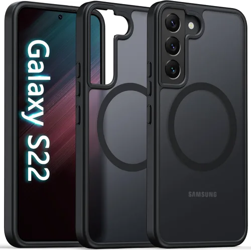 Vista 9 de Oterkin Funda magnética para Samsung Galaxy A17 mate, funda de teléfono A17 compatible con MagSafe esmerilada, translúcida, a prueba de golpes Negro