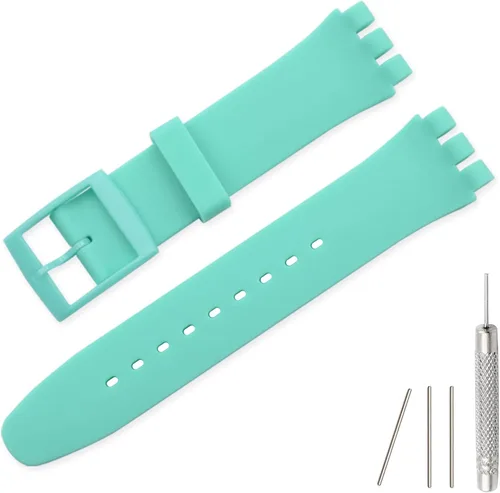 Vista 18 de Lijinlan Correa de silicona de repuesto para Swatch de 0.669 in, 0.748 in, 0.787 in, correa de reloj impermeable para Swatch Negro