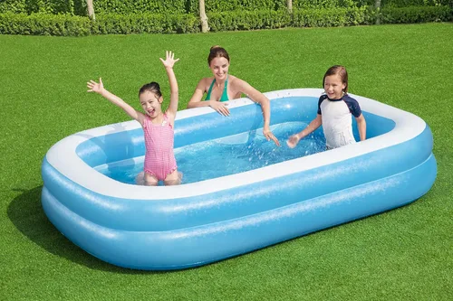 Vista 2 de Bestway 54006 Piscina inflable rectangular familiar, 103.1 x 68.9 x 20.1 in, azul/blanco