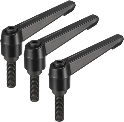 Vista 13 de uxcell M6 x 0.787 in Mango de palanca de sujeción ajustable Rosca Botón de trinquete macho roscado Perillas de bloqueo Tornillo giratorio Perno
