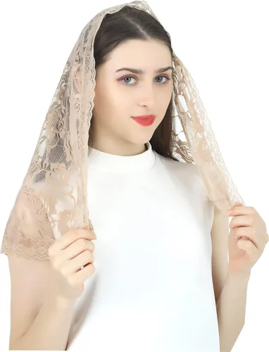 Vista 29 de Velo de mantilla de encaje suave y cómodo, 7 colores, estilo español, velo de encaje, cubierta de cabeza, forma de D