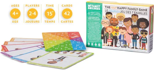 Vista 2 de Juego de cartas Happy Family - Tarjetas para niños que promueven la inclusión, la diversidad y la empatía, educativo y portátil, a partir de 4 años