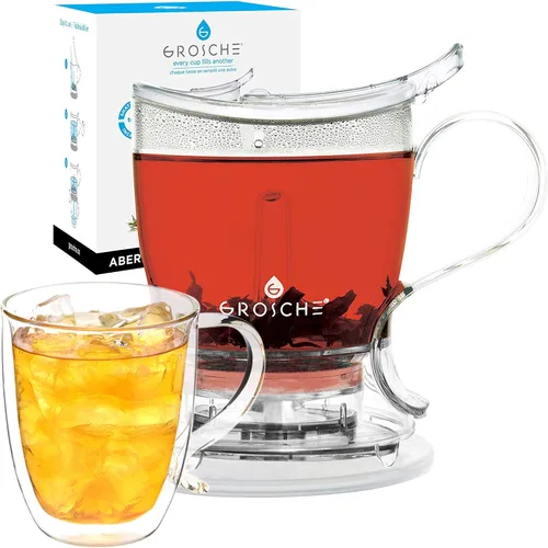 Vista 12 de GROSCHE Aberdeen - Infusor de té y tetera inteligente, sin BPA, diseño sin goteo, posavasos Fácil de preparar Fácil de limpiar Elaboración