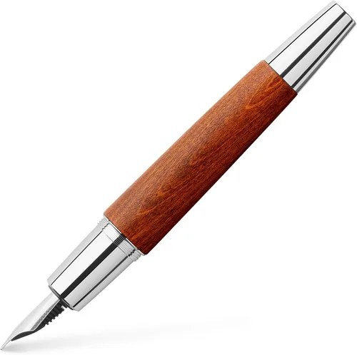Vista 8 de Faber-Castell e-motion Pluma estilográfica, Madera y Cromo Marrón - Extra Fina Pluma estilográfica de madera de diseño exquisito, con plumín