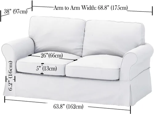 Vista 2 de La funda de sofá de algodón solo se adapta a Pottery Barn Comfort Loveseat PB, funda de repuesto de funda de sofá con brazo enrollado