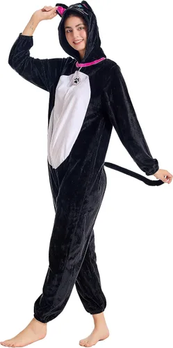 Vista 3 de Unisex Animals Costume AdultPlush Hooded Animals Onesie Homewear AdultsHalloween Christmas Jumpsuit Women & Men