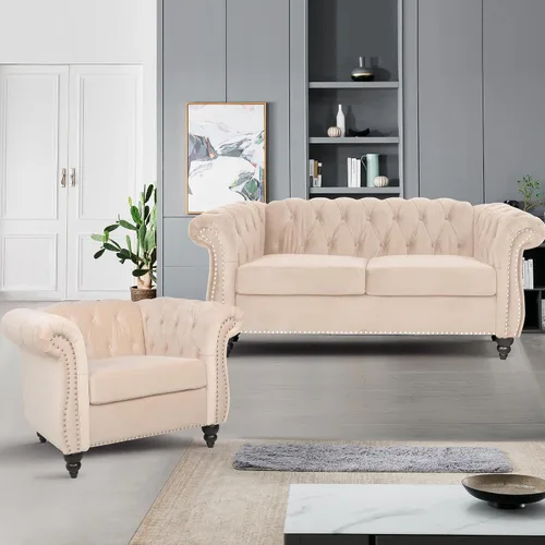 Vista 7 de AVZEAR Silla de Acento para Sala de Estar, Silla de Sofá Tapizada Silla de Sofá Individual con Respaldo Acolchado, Silla de Sofá Chesterfield