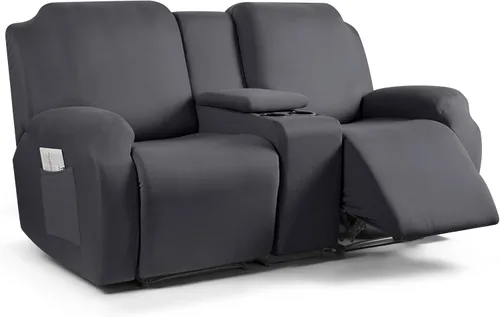 Vista 17 de TAOCOCO Sofá reclinable con funda de consola central, 4 piezas de tela de poliéster elástica, protector de muebles suave y lavable