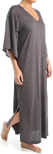 Vista 6 de N Natori Vestido Caftán Congo para mujer, vestido kimono, camisa de dormir Mumu Negro