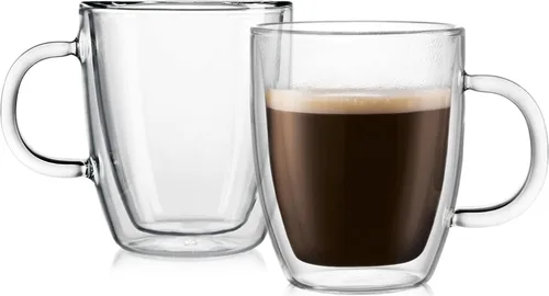 Vista 6 de Bodum 5 oz Bistro Taza para expreso de doble pared, vidrio borosilicato resistente al calor, juego de 2, transparente