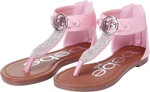 Vista 4 de bebe Girls' Sandals Rhinestone Studded Gladiator Sandals with Medallion (Little KidBig Kid)