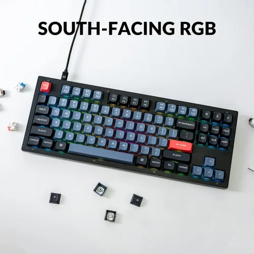 Vista 8 de Keychron V3 Teclado mecánico personalizado con cable, TKL Tenkeyless QMK/VIA macro programable con interruptor Keychron K Pro Brown intercambiable