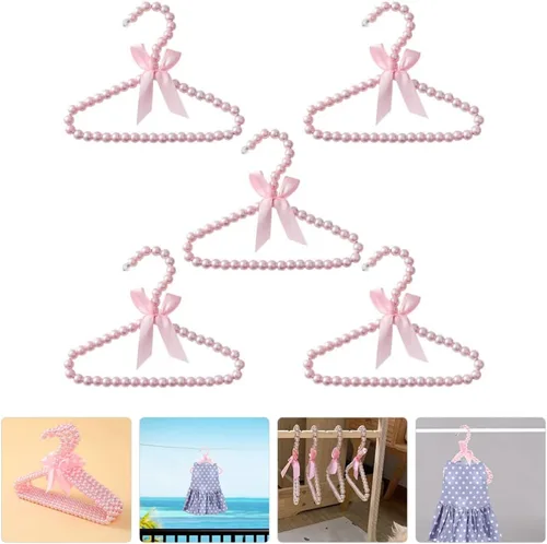 Vista 8 de Toddmomy Perchas para bebés, 5 piezas de perlas, perchas para ropa con cuentas, perchas para ropa de vestir y pantalones, perchas para armario