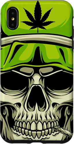 Vista 7 de iPhone 15 Cráneo Con Sombrero Ilustración - Hoja de Cannabis Weed THC CBD Case