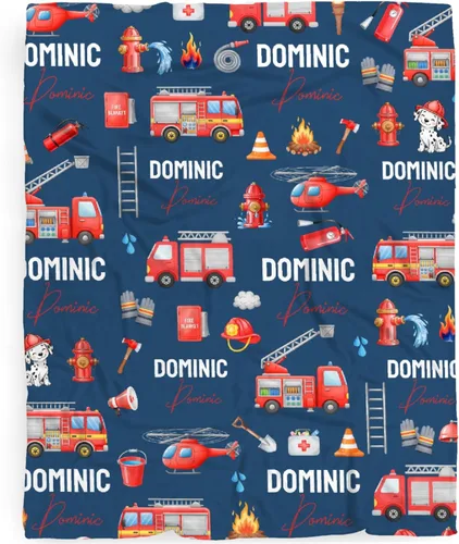 Vista 12 de Manta de Bebé Personalizada con Camiones de Construcción Personalizados Camión Volquete Mantas con Nombre para Niños y Niñas Manta Suave de Arrullo