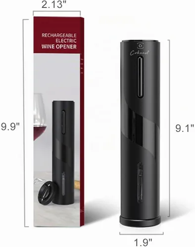 Vista 8 de COKUNST Abrebotellas de vino eléctrico, funciona con pilas, con cortador de papel de aluminio, removedor de sacacorchos con botón de un solo clic