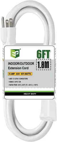 Vista 33 de EP 50 Ft Heavy Duty Outdoor Extension Cord, 12/3 SJTW Black 3-Prong Negro