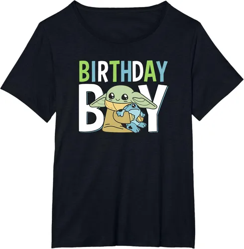 Vista 21 de Star Wars: The Mandalorian Grogu Birthday Boy Hug Blue Green T-Shirt Negro