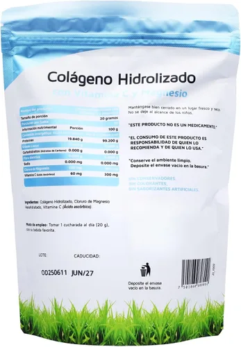 Vista 2 de Vidanat Colágeno hidrolizado puro con vitamina C y magnesio – Apoya la piel, el cabello, las uñas y la salud de las articulaciones – Proteína