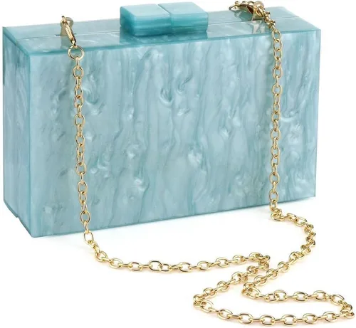Vista 2 de Bolso de mano y bolso de acrílico para mujer, bolso de noche, bolso cruzado de hombro para fiesta de boda con cadena