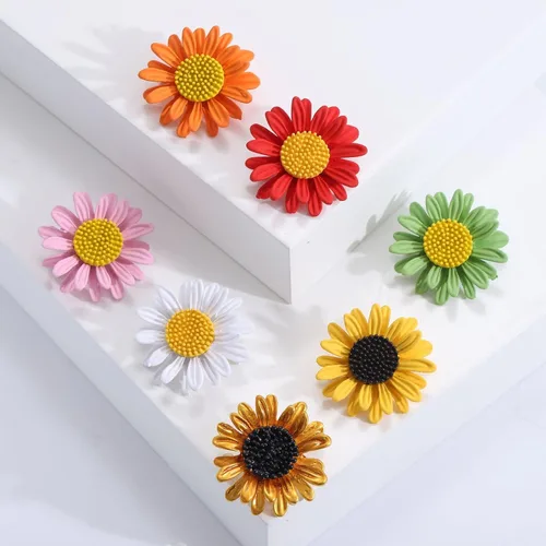 Vista 7 de Broche de girasol con margaritas coloridas, estilo bohemio, con diseño de flores, insignia, vestido y escote para mujeres y niñas