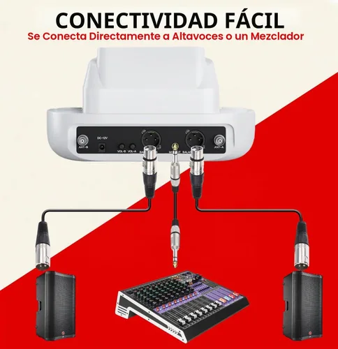 Vista 4 de Pyle Juego de micrófonos de karaoke - Micrófonos inalámbricos con receptor de canal UHF 2x100, sonido de alta fidelidad, antiinterferencias